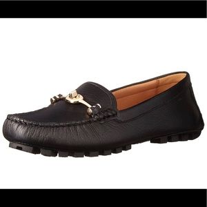 COACH Arlene Black Pebble Grain Leather Loafers